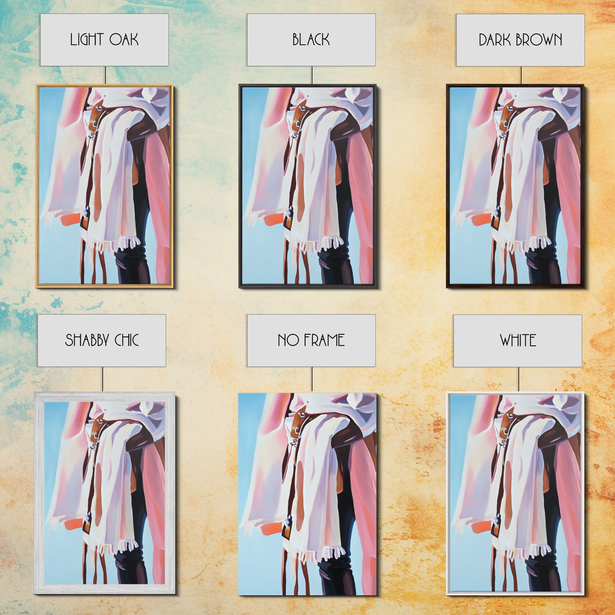 Western Fashion, Cowboy Aesthetic, Rustic Boho Art, Pastel Tones, Modern Western Decor, Framed Canvas Print, Bedroom or Living Room