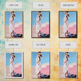 Woman in White, Summer Art, Elegant Coastal Decor, Framed Canvas Print, Beach Painting, Modern Boho Wall Art, Bedroom Wall Art