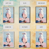 Seagull, Coastal Bird, Minimalist Beach, Modern Wall Art, Framed Canvas Print, Ocean Artwork, Seaside Decor, Living Room Art