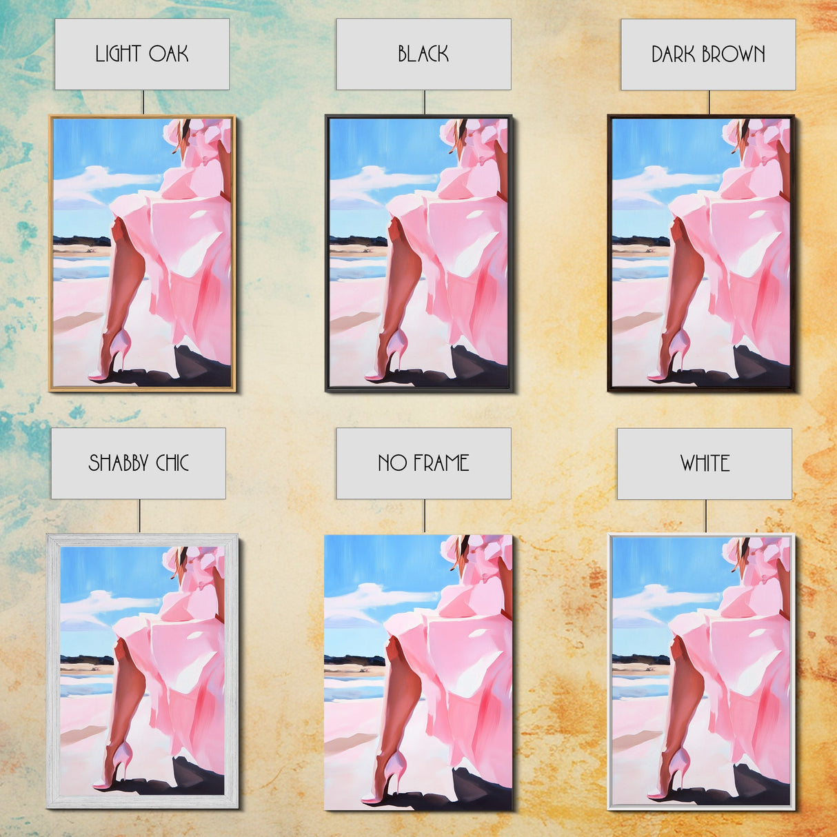Elegant Dress, Fashion Wall Art, Feminine Aesthetic, Chic Decor, Stylish Woman, Soft Pastels, Modern Minimalist, Canvas Print