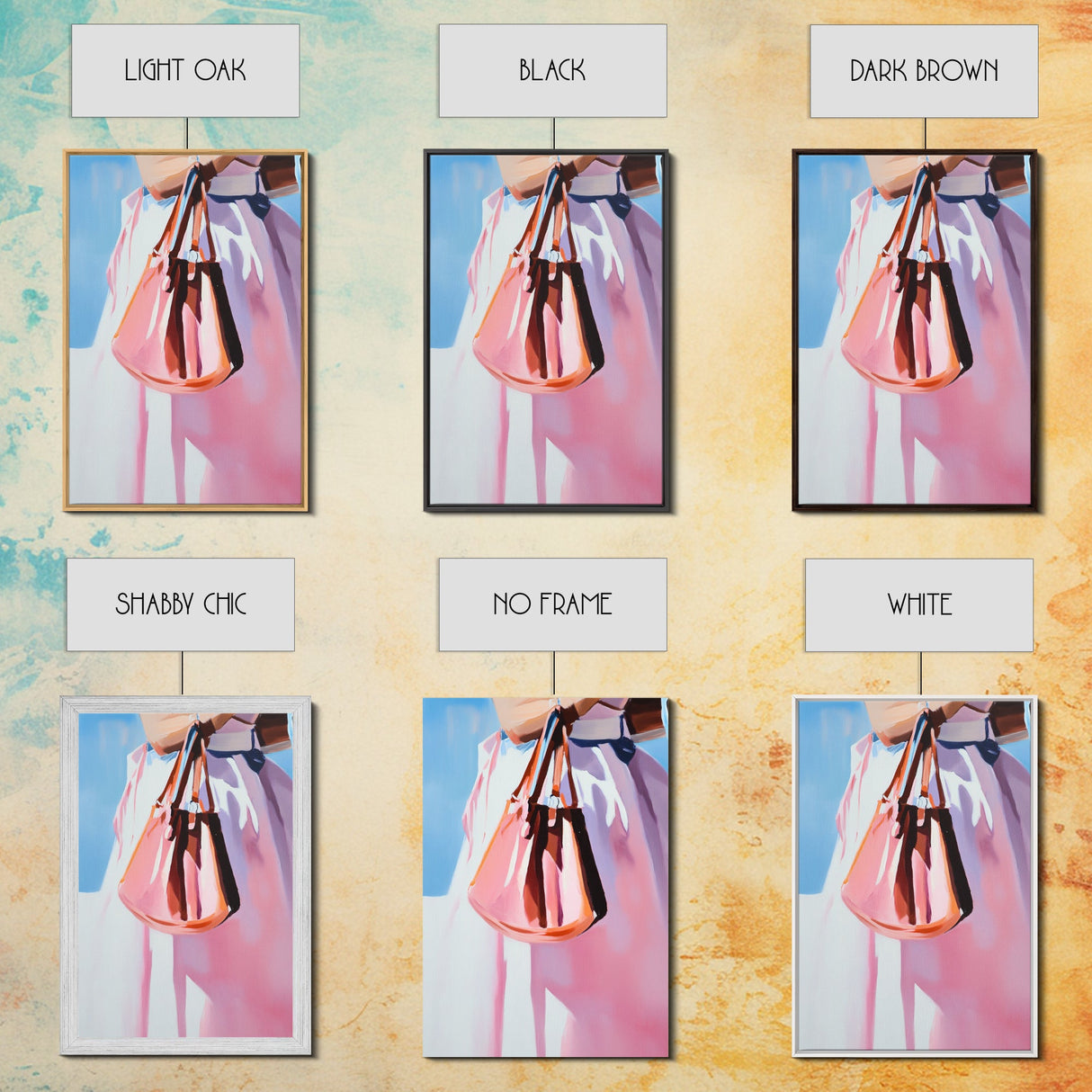 Fashion Purse, Chic Modern Decor, Feminine Aesthetic, Trendy Wall Art, Fashion Illustration, Canvas Print, Framed Canvas Print