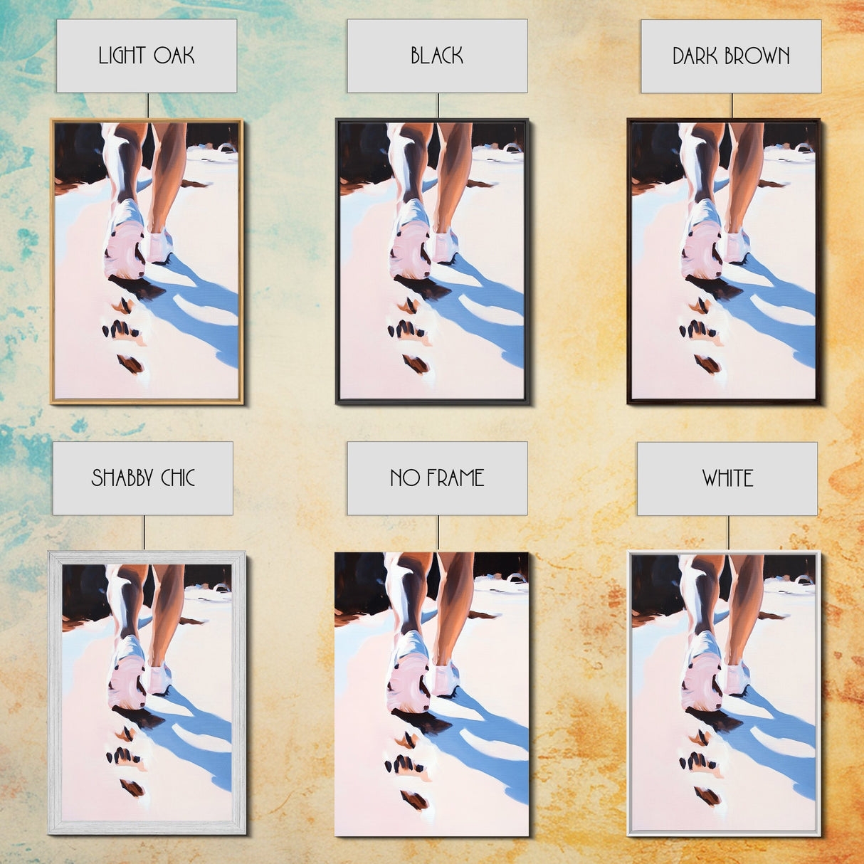 Walking on Sand, Beach Footsteps Art, Ocean Shoreline Print, Minimalist Home Decor, Framed Canvas Print, Modern Coastal Wall Art