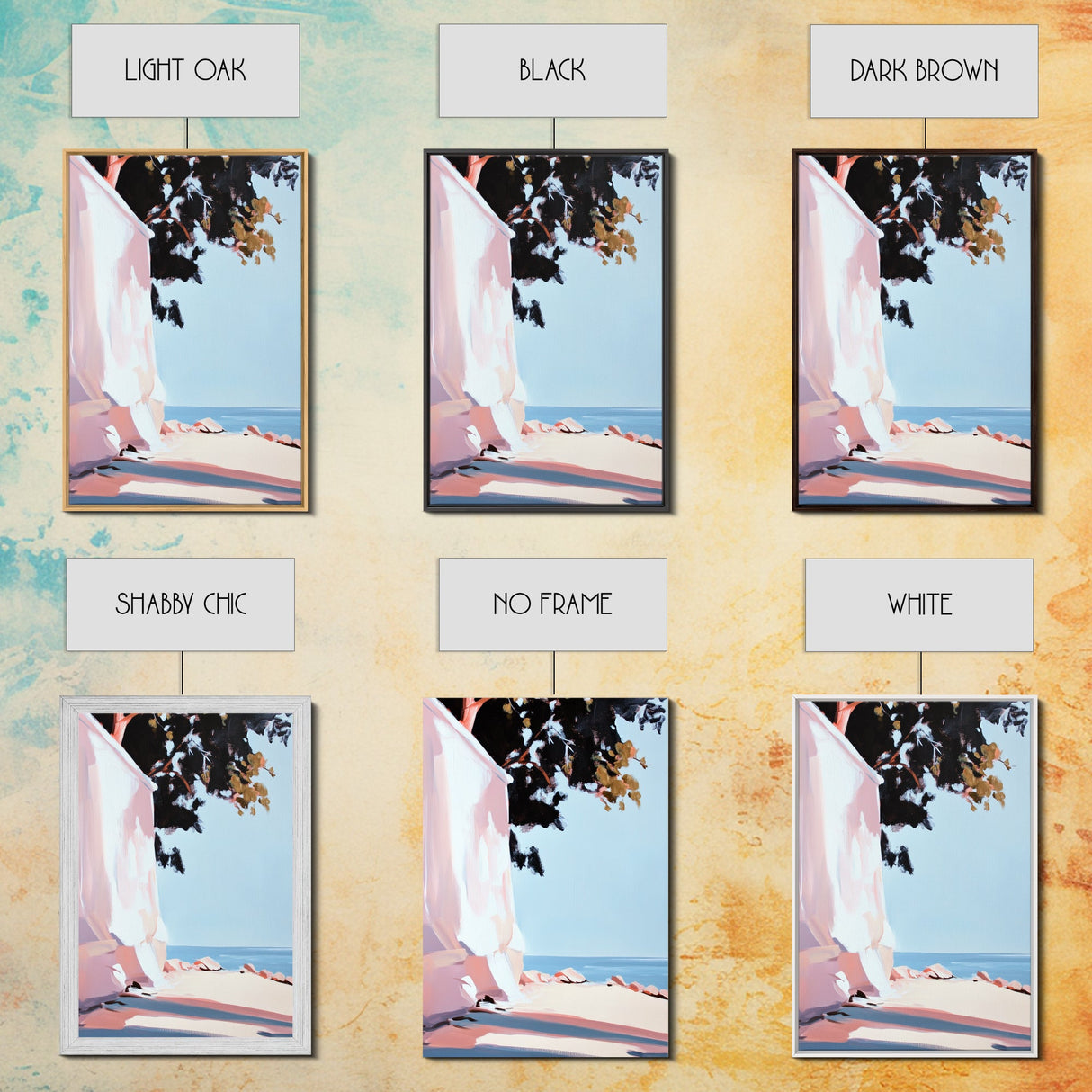 Seaside Shade, Coastal Rock Art, Oceanfront Painting, Framed Canvas Print, Minimalist Beach Decor, Tranquil Landscape Wall Art