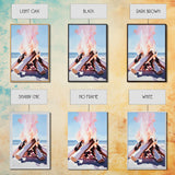 Beach Bonfire, Cozy Fire, Coastal Scene, Canvas Print, Warm Tones, Nautical Decor, Living Room Wall Art, Relaxing Nature Aesthetic