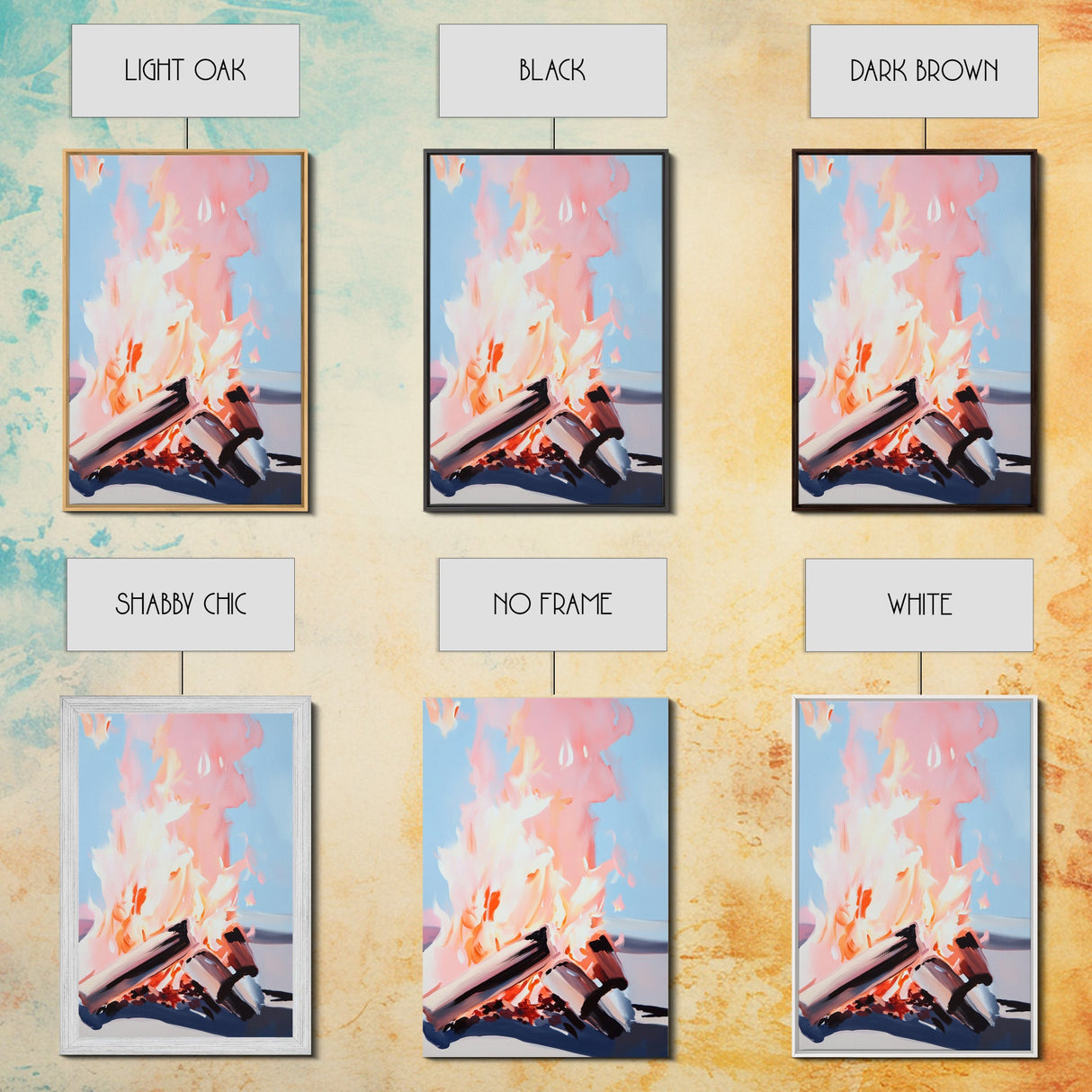 Sunset Flames, Campfire Glow, Coastal Night, Framed Canvas Print, Cozy Warmth, Rustic Outdoor Art, Fall Wall Decor, Cabin Aesthetic