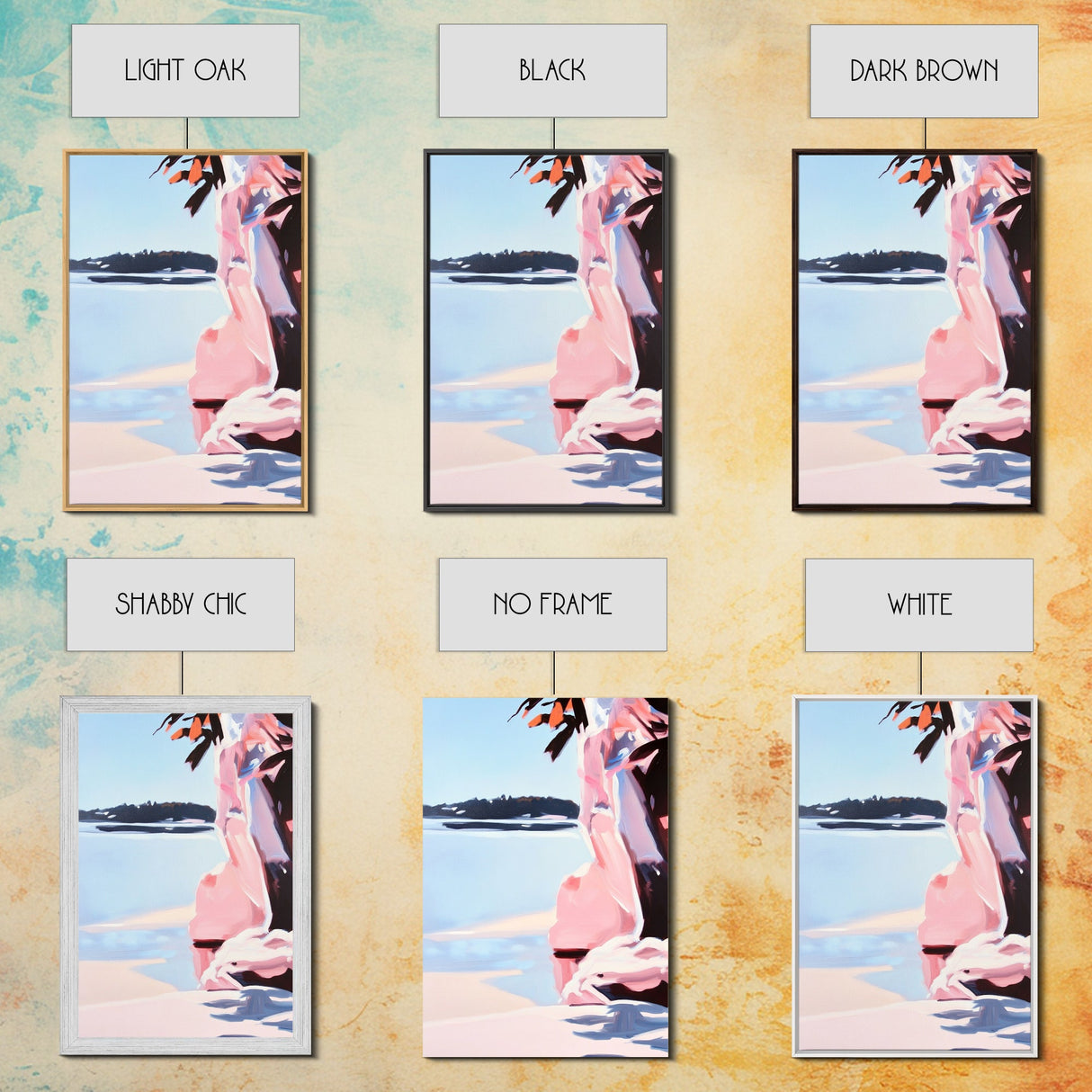Sunset Glow, Nature Wall Art, Beach Scene, Serene Painting, Warm Pastel Colors, Framed Canvas Print, Bedroom Wall Decor, Gift