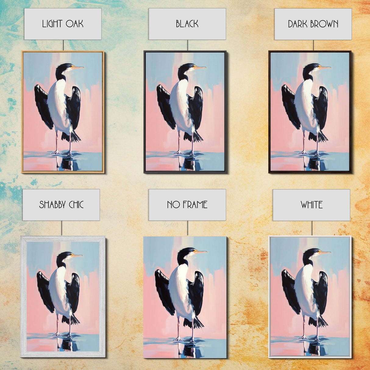 Coastal Bird Art, Modern Seabird Painting, Pastel Beach Decor, Contemporary Animal Print, Framed Canvas Print, Living Room Wall Art