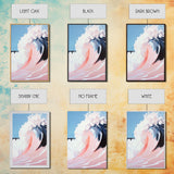 Ocean Wave Painting, Abstract Seascape Art, Modern Coastal Print, Pastel Watercolor Style, Framed Canvas Print, Beach House Wall Art