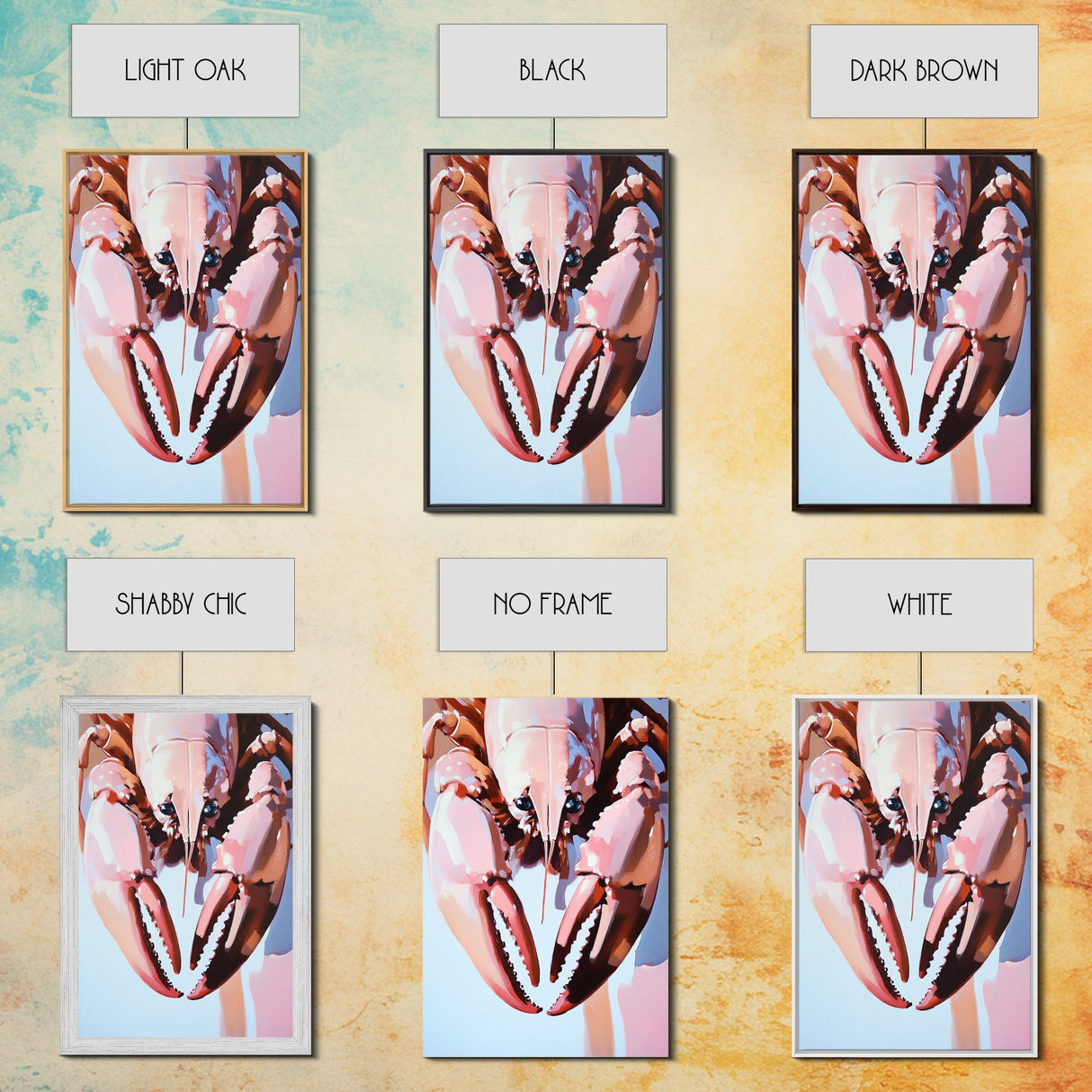 Lobster Painting, Nautical Kitchen Art, Coastal Seafood Decor, Bold Modern Artwork, Framed Canvas Print, Beach House Wall Art