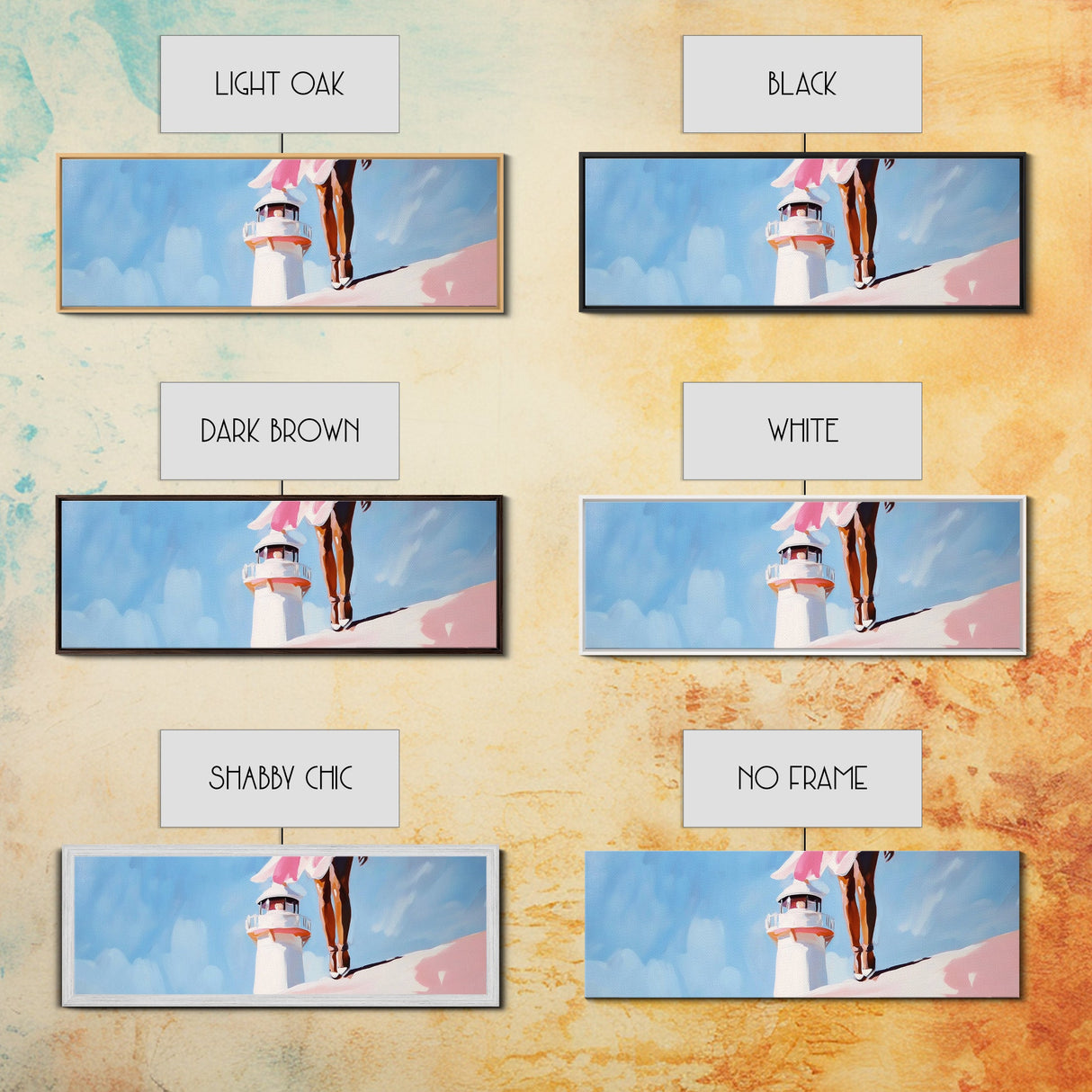 Lighthouse View, Ocean, Feminine, Framed Canvas Print, Coastal Wall Art, Beach Aesthetic, Boho Decor, Nautical Theme, Serene Home Art