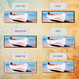 White Canoe, Coastal Wall Art, Seaside Aesthetic, Framed Canvas Print, Minimalist Boat Painting, Nautical Beach House Art, Ocean Decor