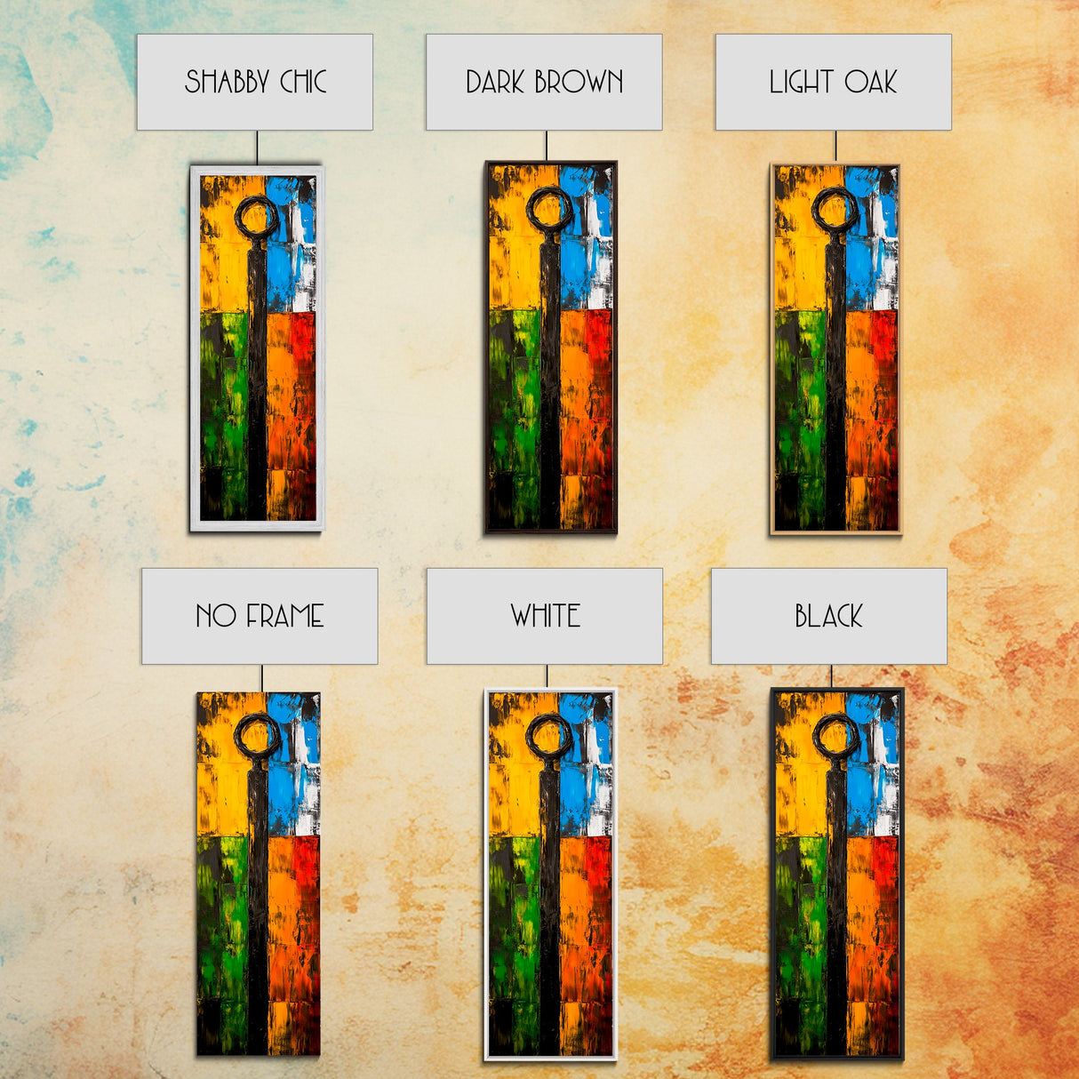 Vibrant Key Art, Colorful Modern Painting, Industrial Wall Decor, Rustic Home Accent, Unique Gift Idea, Framed Canvas Print