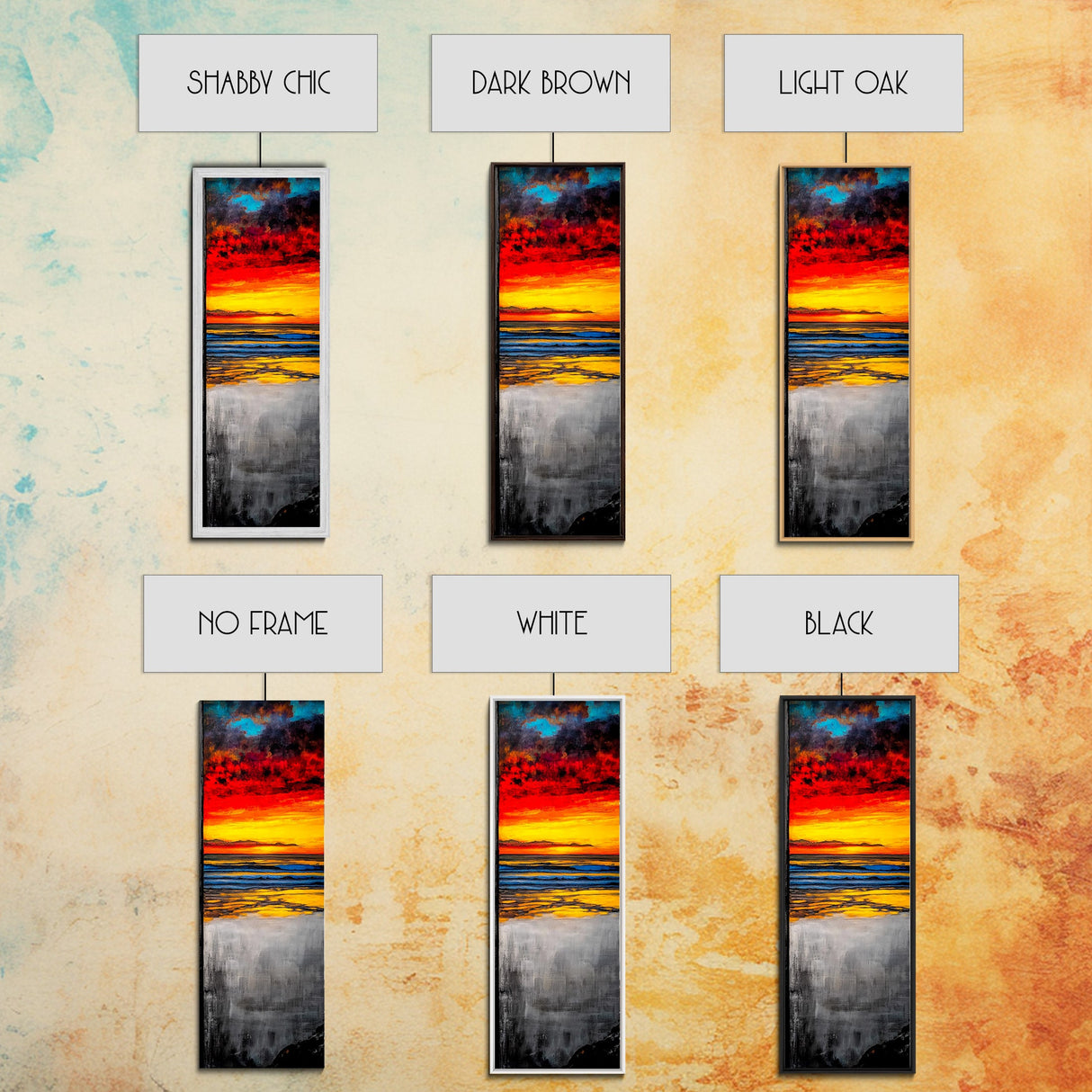 Vibrant, Sunset, Beach, Framed Canvas Print, Coastal Wall Art, Tropical Sunset, Living Room Decor, Bold Colorful Painting