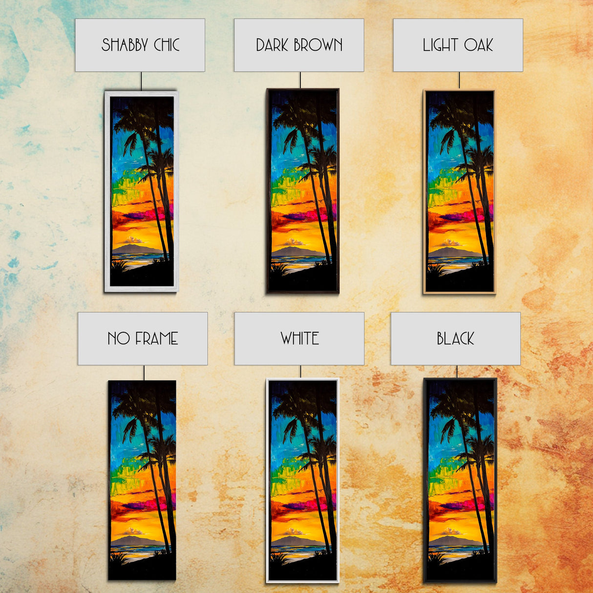 Palm Trees, Sunset, Ocean, Canvas Print, Tropical Wall Art, Vibrant Seascape, Beach House Decor, Exotic Landscape Painting