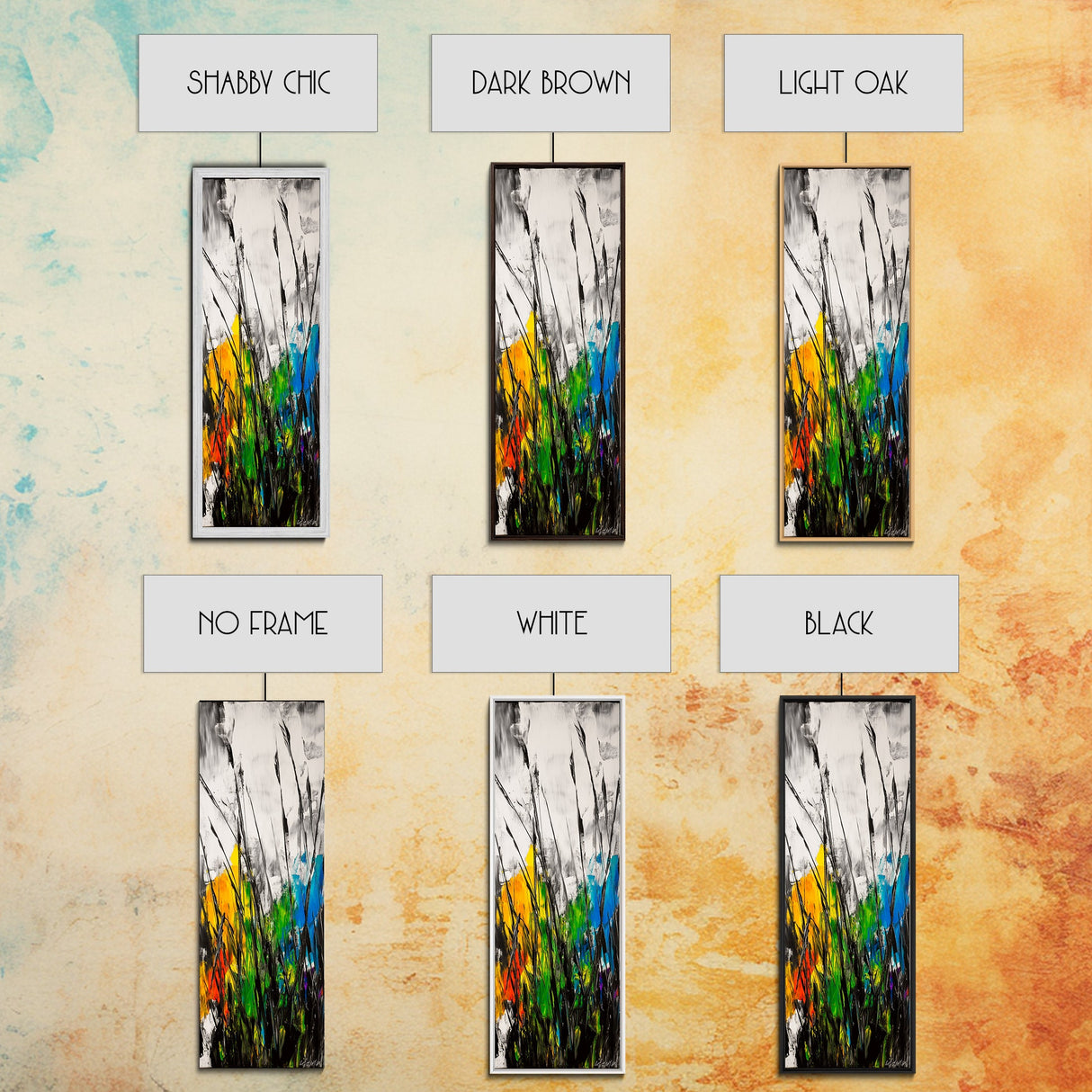 Wild Grasses, Abstract Landscape, Nature Inspired, Vibrant Color, Framed Canvas Print, Modern Boho Art, Bedroom Wall Decor