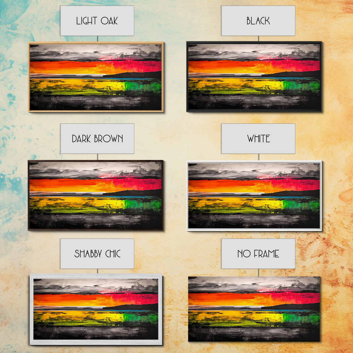 Sunset Reflections, Colorful Abstract, Ocean View, Framed Canvas Print, Vibrant Landscape Art, Large Wall Art, Modern Decor, Bedroom Art