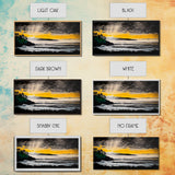 Golden Sunset, Coastal Painting, Dramatic Sky, Framed Canvas Print, Seascape Wall Art, Contemporary Art, Bedroom Wall Decoration