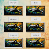 Dolphin, Ocean, Vibrant, Abstract, Framed Canvas Print, Colorful Sea Life Wall Art, Coastal Decor, Beach House Art, Nautical Theme