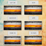Fiery Sunset, Dramatic Sky, Abstract Landscape, Bold Colors, Modern Expressionism, Vibrant Wall Decor, Warm Tones, Framed Canvas Print