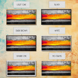 Coastal Sunset, Ocean Horizon, Bold Colors, Black and White Contrast, Modern Abstract, Warm Tones, Large Wall Art, Framed Canvas Print ?