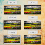Spring Meadow Landscape, Mountain Wildflower Art, Vibrant Nature Wall Art, Farmhouse Decor, Impressionist Landscape, Framed Canvas Print