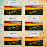 Golden Sunset, Rolling Hills, Vibrant Landscape, Canvas Print, Nature Wall Art, Living Room Decor, Warm Autumn Tones, Rustic Artwork