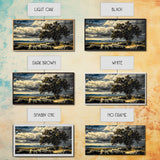 Solitary Tree, Dramatic Sky, Western Landscape, Rustic Nature, Southwest Art, Framed Canvas Print, Living Room Decor, Bold Earthy Painting