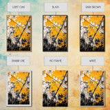 Abstract Autumn Leaves, Black White Orange, Nature Wall Art, Rustic Decor, Minimalist Fall Artwork, Living Room Art, Framed Canvas Print
