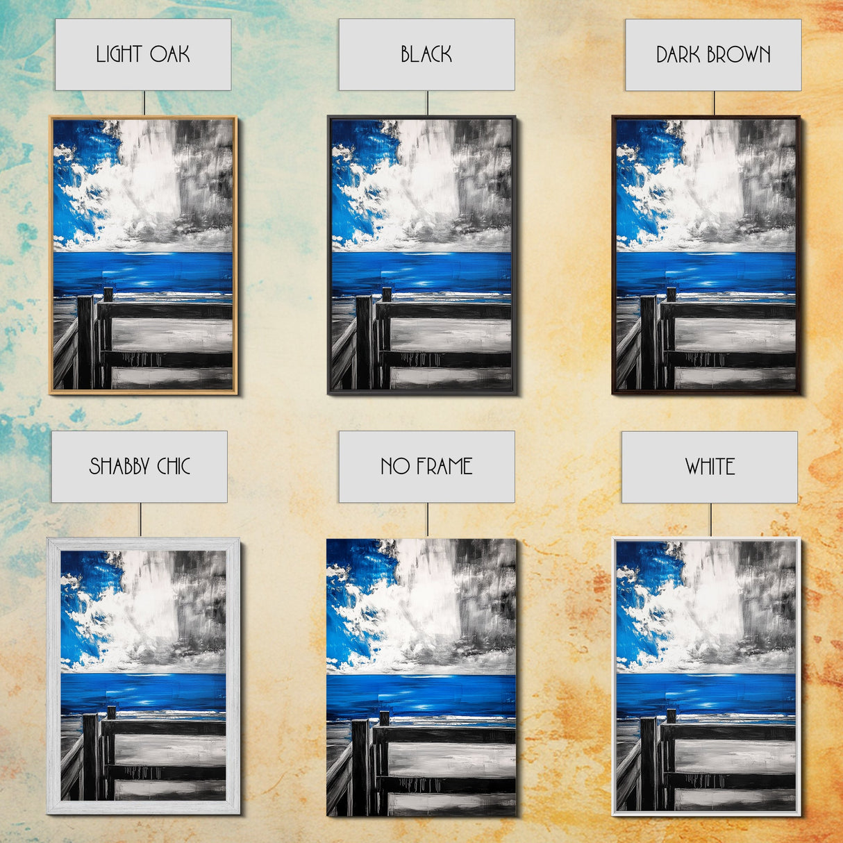 Ocean View, Coastal Art, Blue Sky, Beach Decor, Framed Canvas Print, Nautical Wall Art, Living Room Art, Modern Art, Beach House Wall Art