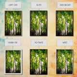Birch Trees, Green Forest Art, Nature Landscape, Abstract Painting, Contemporary Wall Decor, Earthy Home Art, Framed Canvas Print