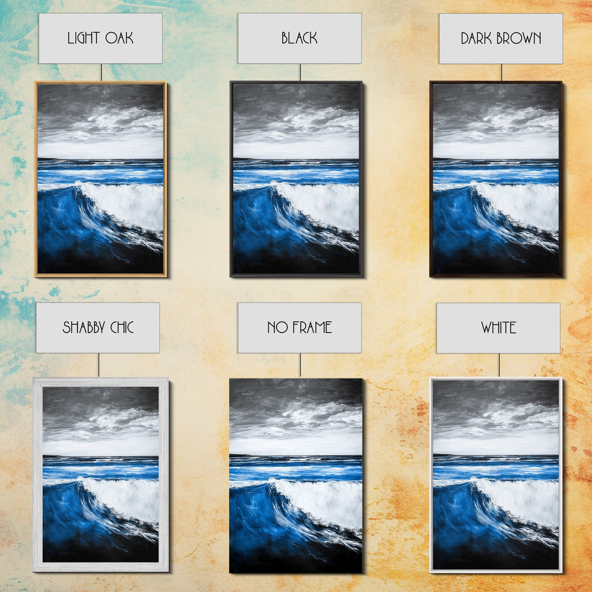 Ocean Wave, Beach Wall Art, Coastal Decor, Nautical Art, Large Wall Art, Blue Abstract, Modern Art, Living Room Decor, Framed Canvas Print