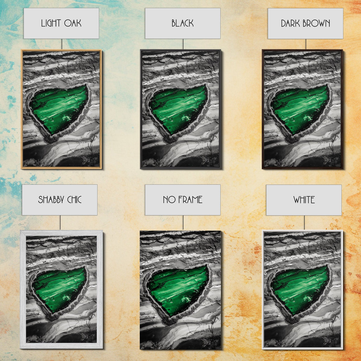 Emerald Pool, Abstract Geode, Nature Art, Textured Painting, Framed Canvas Print, Modern Earth Tones, Office Wall Art, Luxe Home Decor