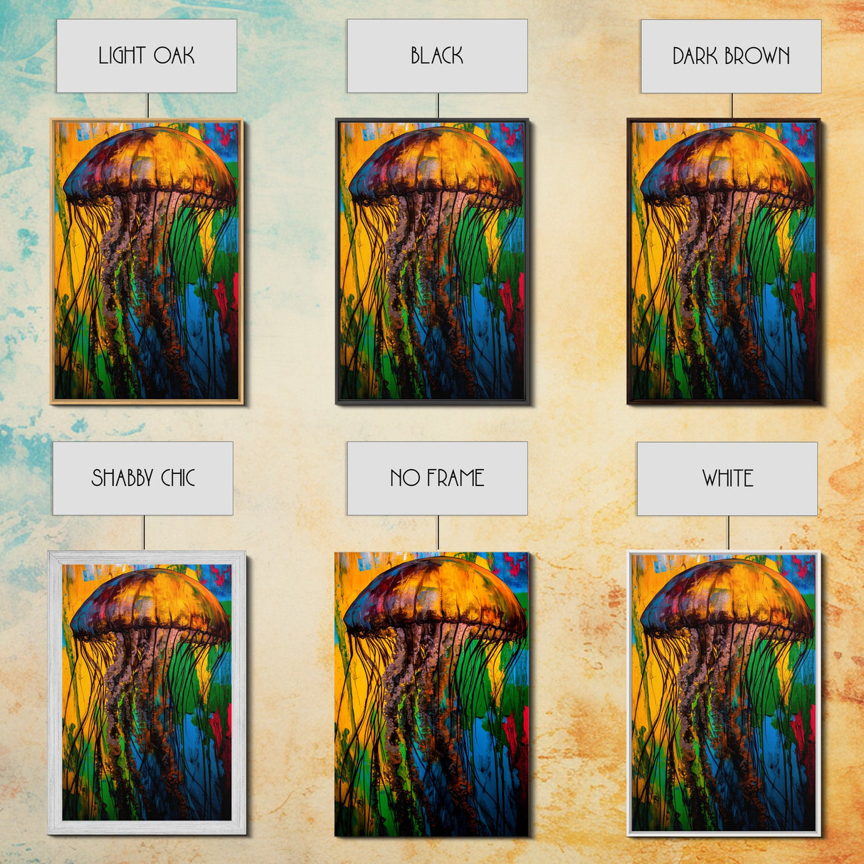 Jellyfish Abstract Art, Vibrant Ocean Painting, Colorful Marine Life Decor, Coastal Nautical Gift, Beach House Wall Art, Canvas Print