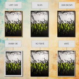 Minimalist Grass Field, Black White Green Nature Art, Abstract Farmhouse Wall Decor, Modern Simple Landscape, Framed Canvas Print