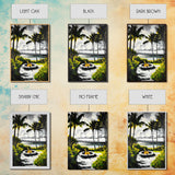 Palm Trees, Fire Pit, Coastal Escape, Beach House Decor, Black and White Art, Tropical Landscape, Canvas Print, Relaxing Wall Art