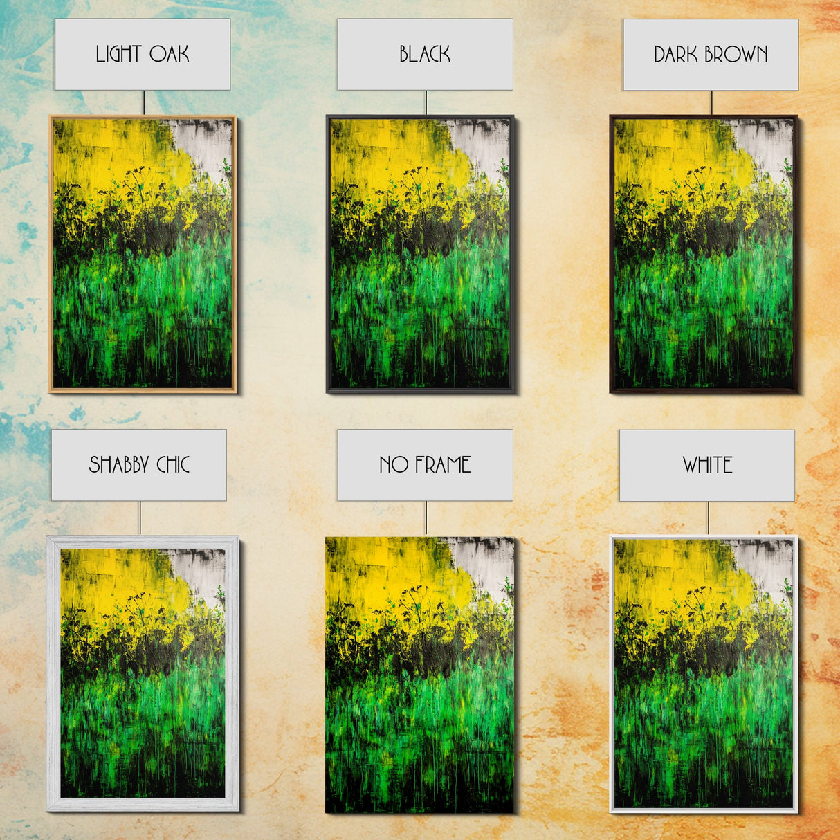 Wildflowers, Green and Yellow, Nature Wall Art, Canvas Print, Boho Art, Botanical Decor, Living Room Art, Earthy Tones, Floral Aesthetic