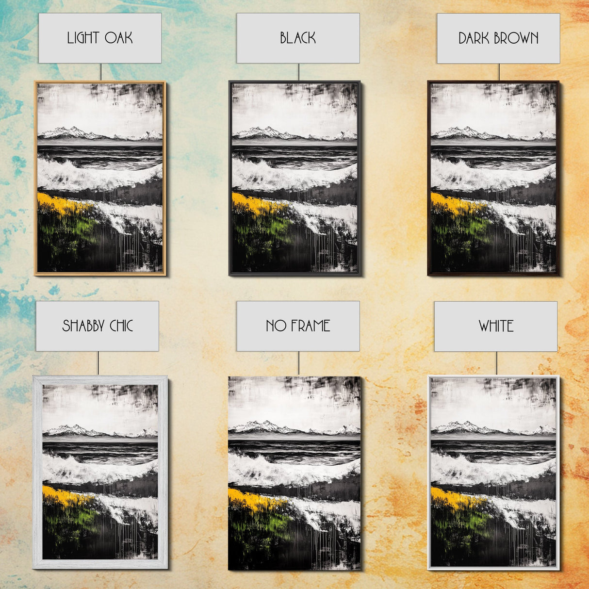Mountain Sunset, Bold Colors, Abstract Landscape, Framed Canvas Print, Fall Wall Art, Rustic Home Decor, Large Wall Painting