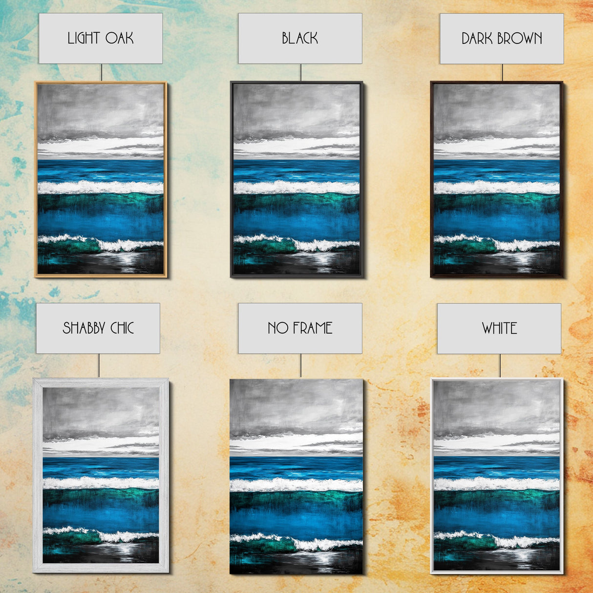Ocean Waves, Coastal Abstract, Bold Blue, Canvas Print, Beach Wall Art, Modern Minimalist Painting, Bedroom Wall Decor