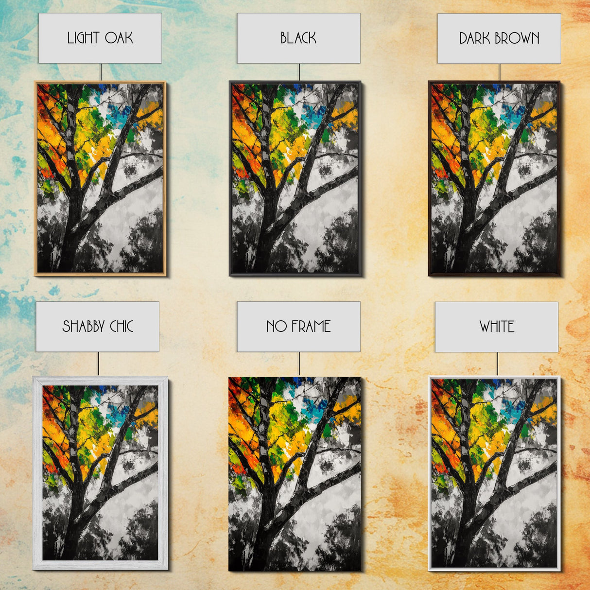 Autumn Tree, Colorful Wall Art, Vibrant Home Decor, Modern Nature Painting, Boho Wall Print, Seasonal Aesthetic, Canvas Print