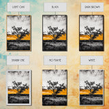 Lone Tree Sunset, dramatic landscape print, fall sunset art, rustic countryside decor, warm autumn painting, framed canvas print, hallway