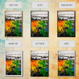 Bold Earthy Abstract, Green Yellow Orange, Framed Canvas Print, Rustic Wall Art, Living Room Decor, Textured Home Accent