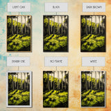 Forest Scene, Green Woodland Art, Sunlit Trees Print, Serene Nature Wall Decor, Cozy Cabin Art, Framed Canvas Print, Rustic Home Decor