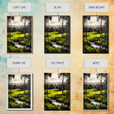 Green Meadow, Forest, Landscape Art, Nature Print, Framed Canvas Print, Bedroom Wall Art, Rustic Home Decor, Boho Aesthetic