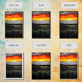 Bold Sunset, Coastal Horizon, Modern Landscape, Framed Canvas Print, Vibrant Seascape Art, Minimalist Beach Decor, Living Room Wall Art