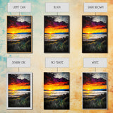 Beach Sunrise, Ocean View, Dramatic Skies, Framed Canvas Print, Large Wall Art, Coastal Home Decor, Serene Landscape, Modern Art