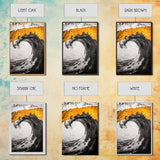 Giant Ocean Wave, Surfer Wall Art, Black and White Beach Print, Coastal Aesthetic, Framed Canvas Print, Ocean Lover Gift, Large Wall Art
