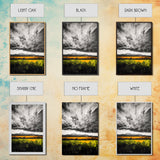 Dramatic Sky, Mountain Landscape, Autumn Wall Art, Golden Field Canvas Print, Rustic Home Decor, Modern Farmhouse Art, Large Wall Art