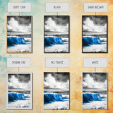 Blue Ocean Wave, Surfing Wall Art, Coastal Beach Print, Nautical Home Decor, Framed Canvas Print, Large Wall Art, Minimalist Seascape