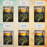 Mountain Sunset, Wilderness Landscape, Nature Wall Art, Outdoor Adventure Print, Framed Canvas Print, Living Room Decor, Cabin Aesthetic