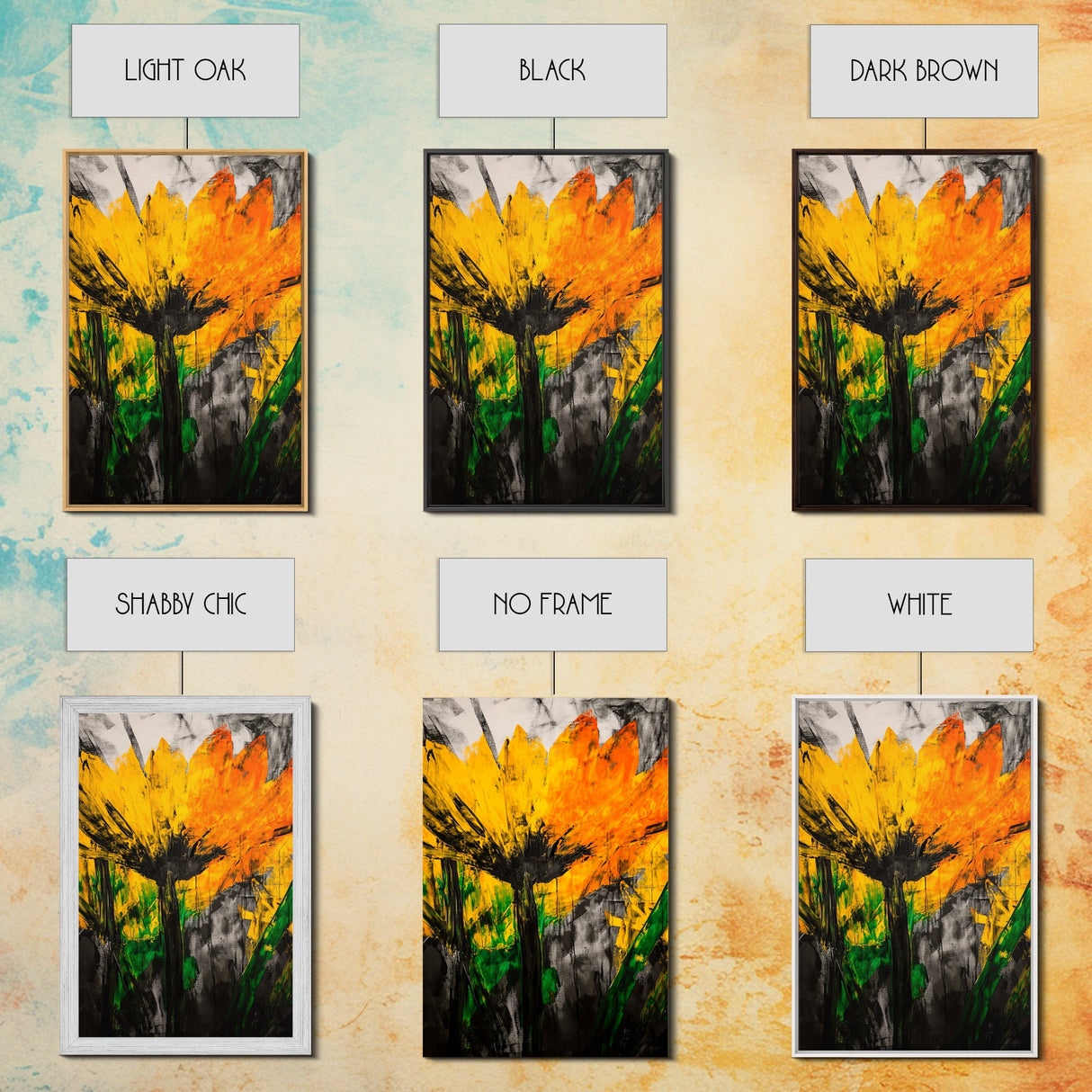 Sunflower Bloom, Fall Wall Art, Framed Canvas Print, Yellow Floral Art, Rustic Farmhouse Decor, Boho Kitchen Art, Country Home